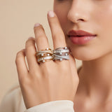 Twist Baguette Gold & Silver-toned stacked ring
