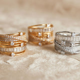 Twist Baguette Gold & Silver-toned stacked ring