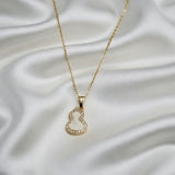 Celestial Gourd Pendant Necklace – Mother of Pearl & Zirconia
