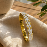 Gold & White Enamel Bangle