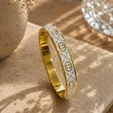 Gold & White Enamel Bangle