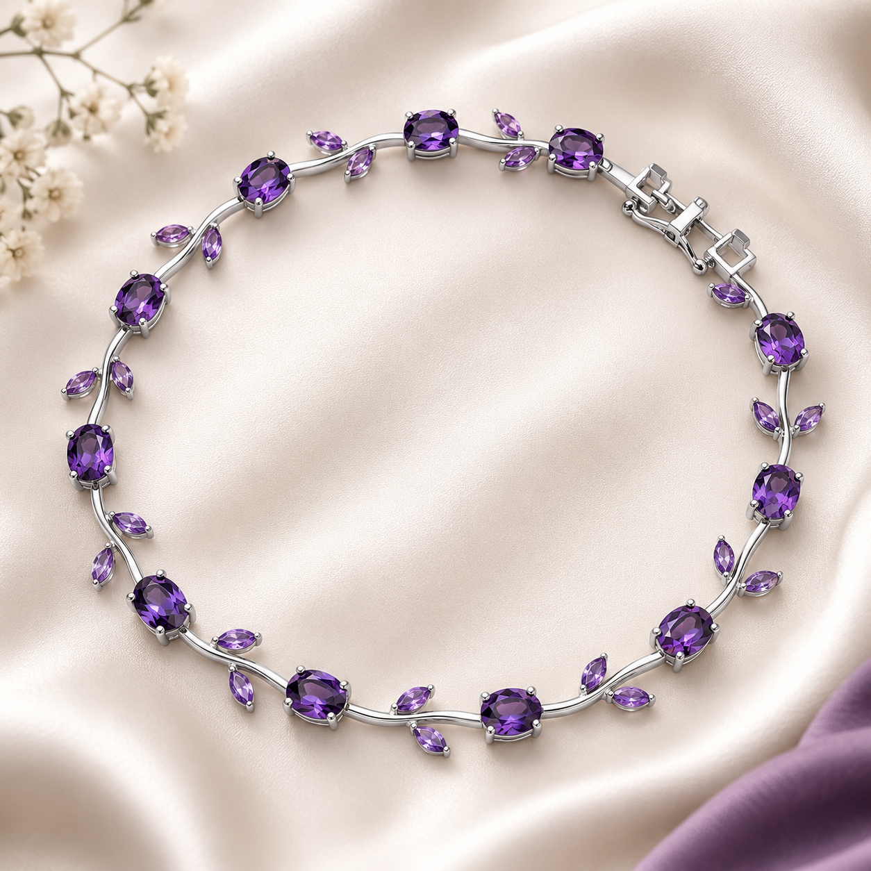 Vine Leaf Crystal Tulip Bracelet