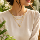 Pearl Butterfly Double Chain Necklace