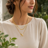 Pearl Butterfly Double Chain Necklace