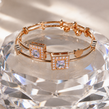 Double Square Crystal Charm Bangle – Gold