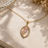 A Pack of three Ruby Baguette & Pavé Circle, Sequare & Egg shaped Pendant Necklace – Gold
