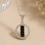Geometric Pavé Baguette Pendant Necklace Set of 3 – Silver