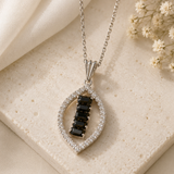 Geometric Pavé Baguette Pendant Necklace Set of 3 – Silver