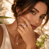 Gold Crystal Diamond Ring Set – Pear & Baguette Cut Luxury