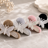 Butterfly Fluffy Hair Claw Clip – Rhinestone Plush Scrunchie