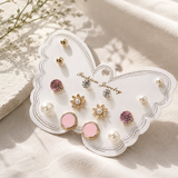 Pink Enamel & Pearl Crystal Daisy Stud Earrings Set — 9 Pairs