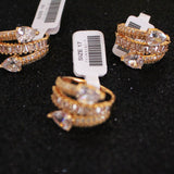 Gold Crystal Diamond Ring Set – Pear & Baguette Cut Luxury