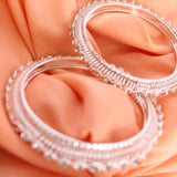 White Enamel Crystal Studded Bangle Set (Pack of 2)