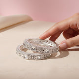 Silver Pavé Crystal Square-Cut Bangle Set (Pack of 2)