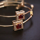 Crystal Square Charm Bangle – Rose Gold