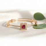 Crystal Square Charm Bangle – Rose Gold
