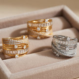 Twist Baguette Gold & Silver-toned stacked ring