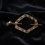 Gold Filigree Diamond Brooch Pin – Crystal Embellished
