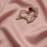 Crystal Floral Heart Hair Pin