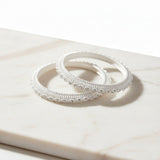 White Enamel Crystal Studded Bangle Set (Pack of 2)