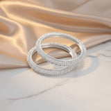 White Enamel Crystal Studded Bangle Set (Pack of 2)