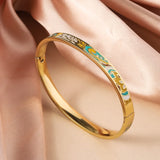 Titanium steel bracelet, exquisite geometric shape, oil dripping fashion, stainless steel enamel bracelet jewelry