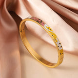 Titanium steel bracelet, exquisite geometric shape, oil dripping fashion, stainless steel enamel bracelet jewelry