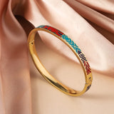 Titanium steel bracelet, exquisite geometric shape, oil dripping fashion, stainless steel enamel bracelet jewelry