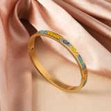 Titanium steel bracelet, exquisite geometric shape, oil dripping fashion, stainless steel enamel bracelet jewelry