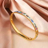 Titanium steel bracelet, exquisite geometric shape, oil dripping fashion, stainless steel enamel bracelet jewelry
