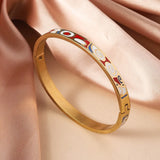 Titanium steel bracelet, exquisite geometric shape, oil dripping fashion, stainless steel enamel bracelet jewelry