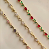 Vine Leaf Crystal Tulip Bracelet