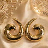 Gold Spiral Wave Earrings