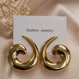 Gold Spiral Wave Earrings