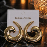 Gold Spiral Wave Earrings