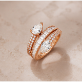 Gold Crystal Diamond Ring Set – Pear & Baguette Cut Luxury