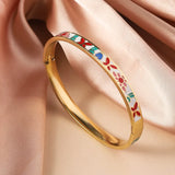 Titanium steel bracelet, exquisite geometric shape, oil dripping fashion, stainless steel enamel bracelet jewelry