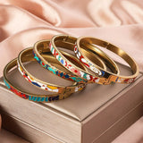Titanium steel bracelet, exquisite geometric shape, oil dripping fashion, stainless steel enamel bracelet jewelry
