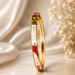 Navy, Red & White Spiral Enamel Bangle - front view