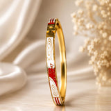 Navy, Red & White Spiral Enamel Bangle - front view