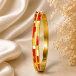 Red & White Swirl Enamel Bangle - studio shot