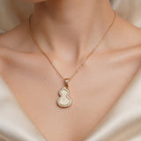 Celestial Gourd Pendant Necklace – Mother of Pearl & Zirconia