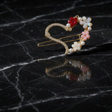 Crystal Floral Heart Hair Pin