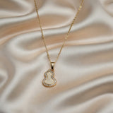 Celestial Gourd Pendant Necklace – Mother of Pearl & Zirconia
