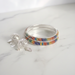 Rainbow Enamel Silver Bangles and Jhumka Set on White Marble