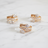 Gold Ring Set - White Marble