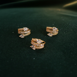 Gold Ring Set - Emerald Green