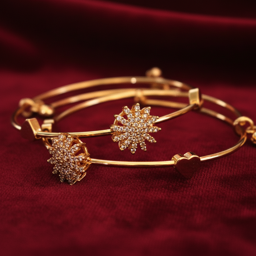 Gold Bangles - Burgundy Red