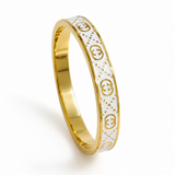 Gold & White Enamel Bangle