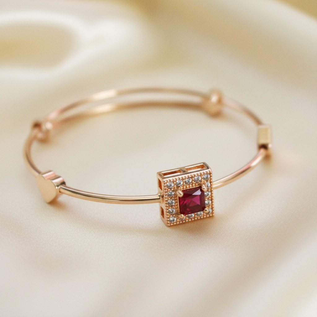 Ruby Gold Bangles - Ivory Silk